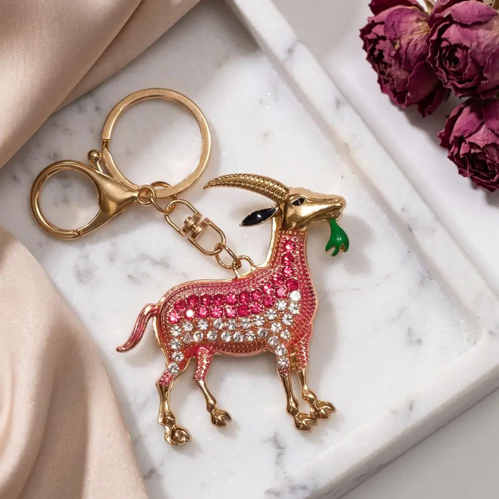 Keyring Pendant Goat Keychain with Sparkling Rhinestones Metal Pendant for Car Backpacks Handbags Unique Gift for Goat Lovers