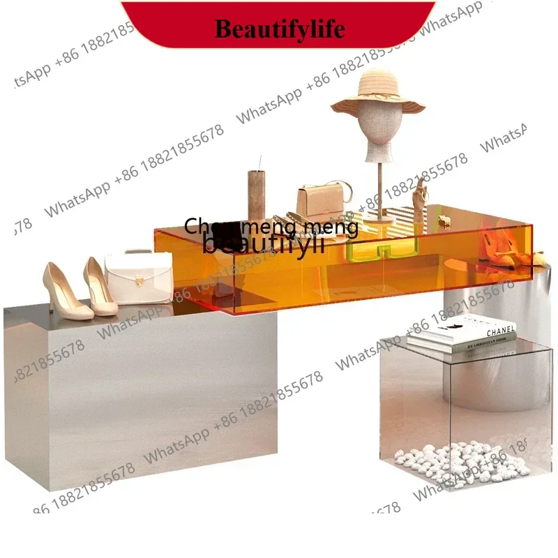 D178  Clothing store Nakajima water table Stainless steel brushed acrylic display table Display table
