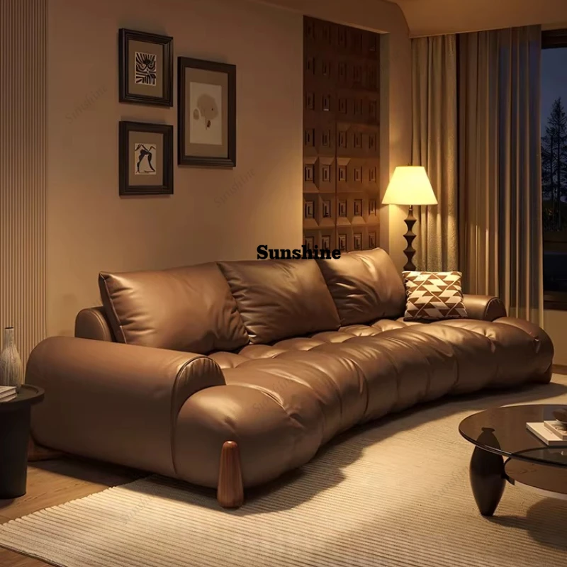 Medieval sofa brown leather art small apartment living room home design, creative special-shaped, furniture