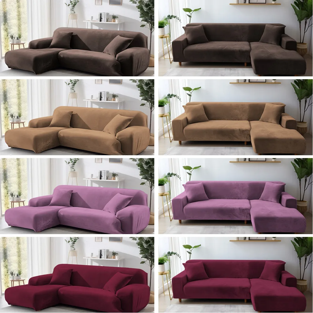 Sofabezüge aus Stretch-Samt für 1/2/3/4 Couchbezüge, Sofabezüge, Möbelschutz, weich, mit rutschfester, elastischer Boden – Detail 11