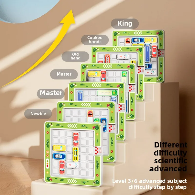 Puzzle Gioco da tavolo per bambini Magnetismo Auto Puzzle Traffic Jam Sfida Logica attraverso gioco da tavolo Auto Huarong Road Puzzle Toy