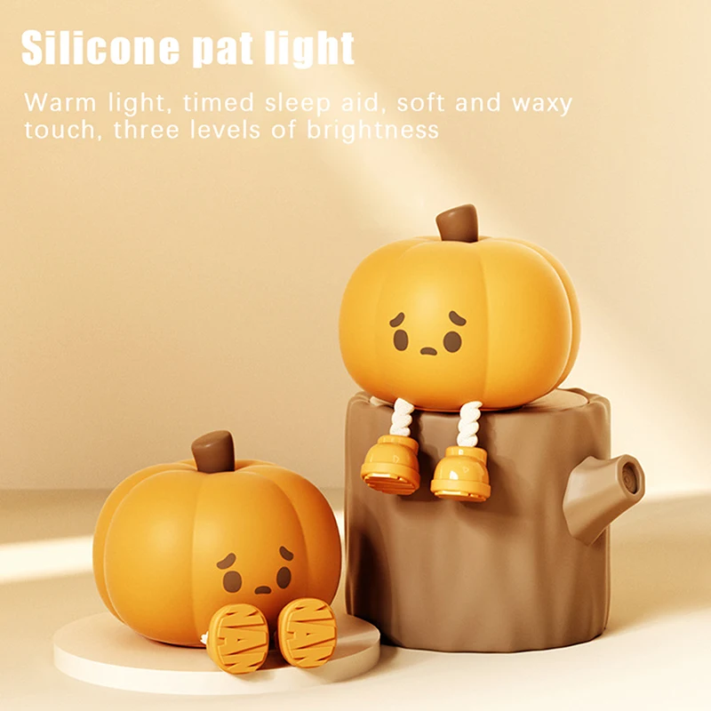 Luci notturne di zucca di Halloween Decorazioni per lampade sicure in silicone morbido e carino Temporizzazione Decorazione da comodino dimmerabile Regali di Halloween per bambini