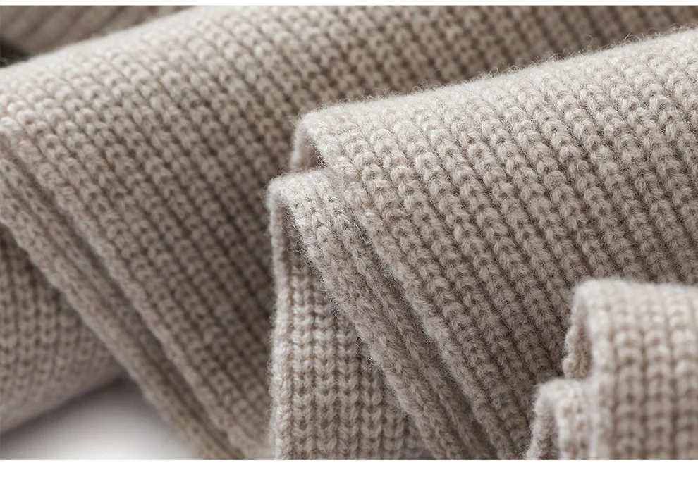 Autumn Winter Thickened One-Piece Scarf Hat 100% Merino Wool Knitted Frostproof Neck Protection Integrated Scarf Hat