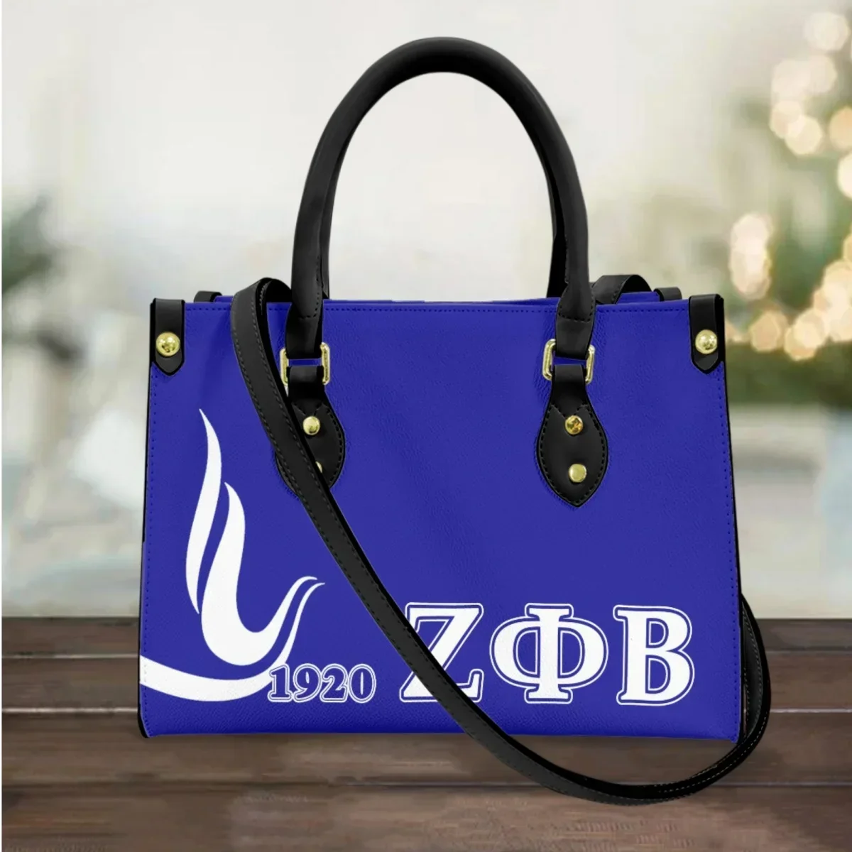 

Zeta Phi Beta Printed PU Leather Cross Body Bags Top Handle Girls Party Sorority Casual Clutch Fashion Trendy Messenger Bags