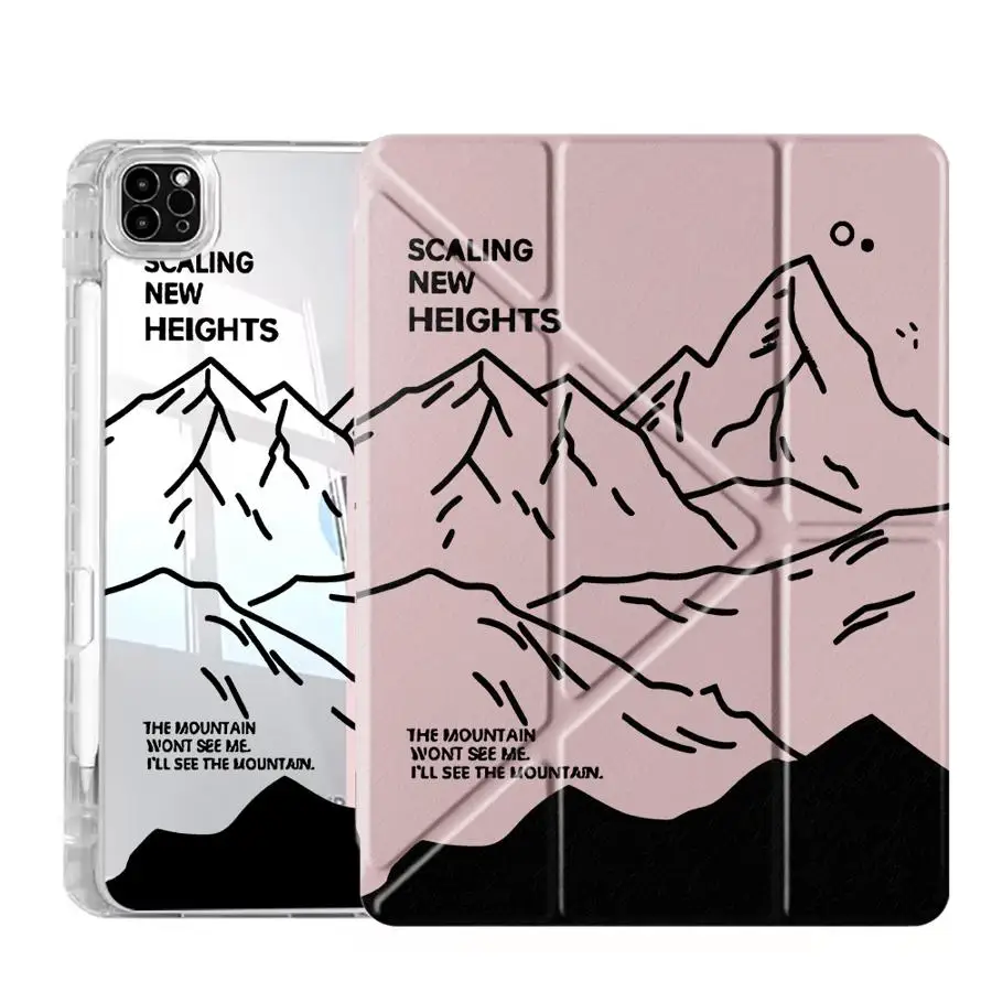 Simple Landscape Y-Fold Holder Cover Tablet Case For iPad Air 4 5 M3 M2 1 2 M4 11inch Mini 6 7 Pro 11th 10th 9th 8th 7th
