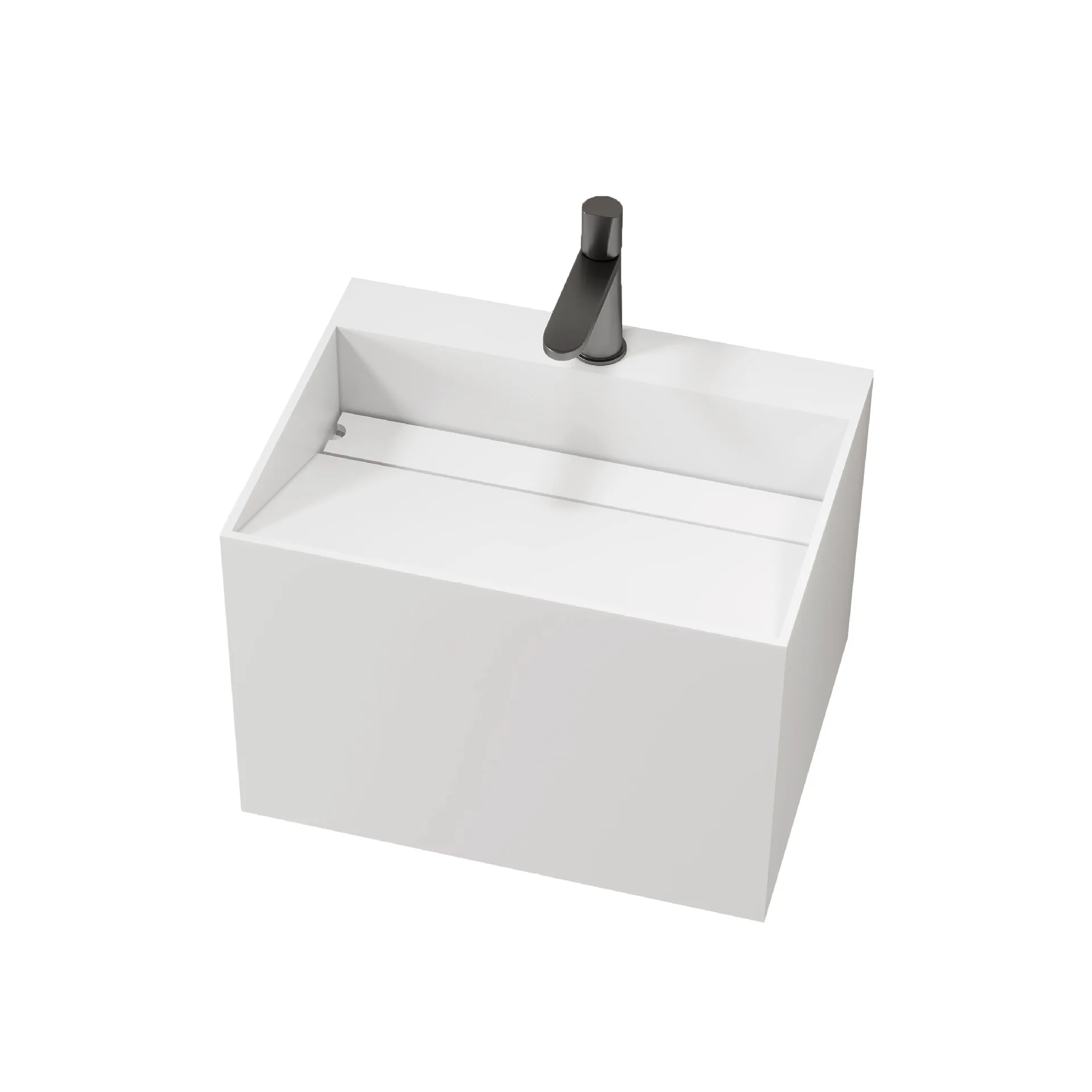 

Wall-mounted faucet platform Square beveled artificial stone washbasin Household hotel B & B Undercounter basin