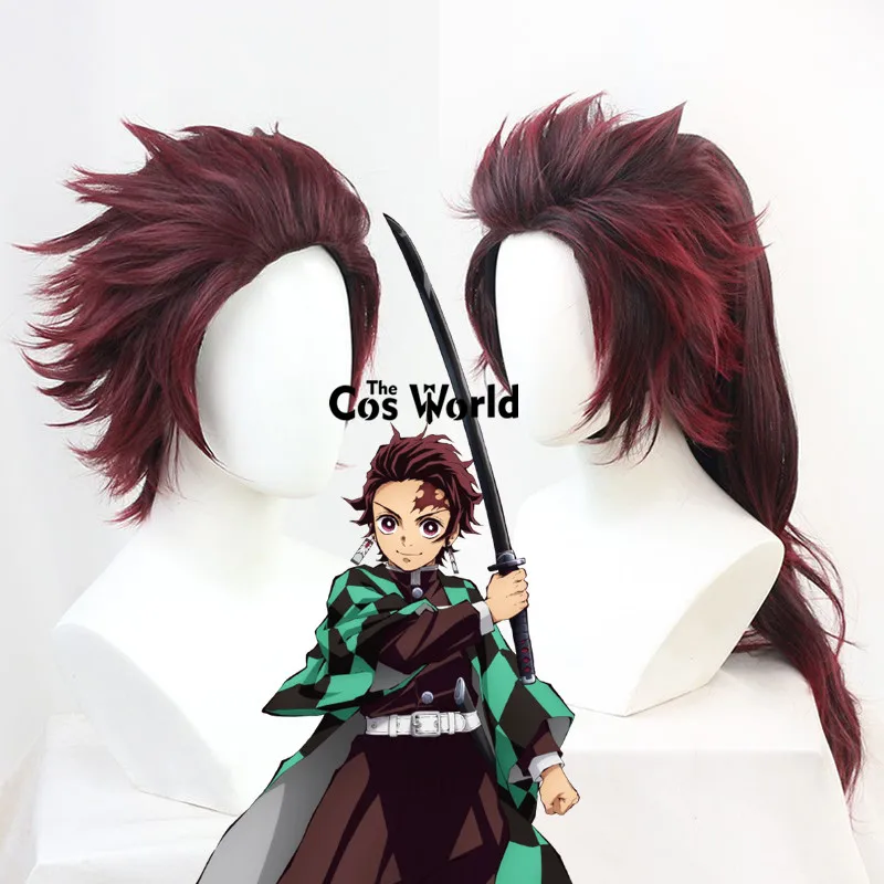 

Kamado Tanjiro Curly Anime Cosplay Wigs Fiber Heat Resistant Synthetic Hair + Wig Cap