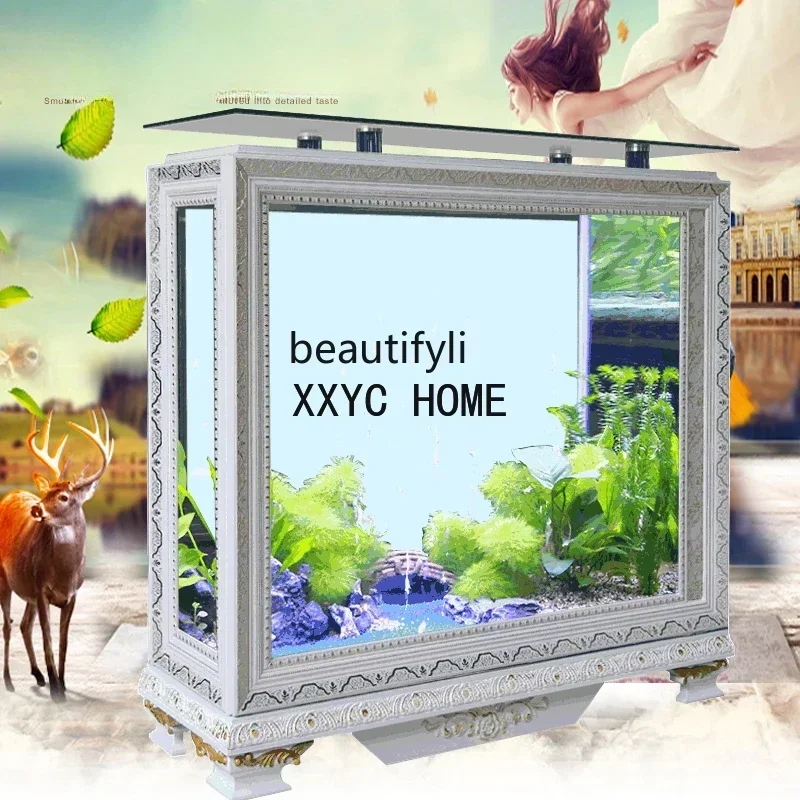 Square Glass Fish Tank Living Room Floor Medium and Large Ecological Aquarium 1.2M Hallway Photo Frame Partition Fish Tank