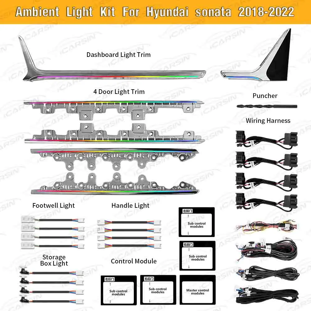 

Upgrade Symphony Led Car Interior Ambient Lighting for Hyundai Sonata 2018-2022 Atmosphere Strip Accessories Decoration