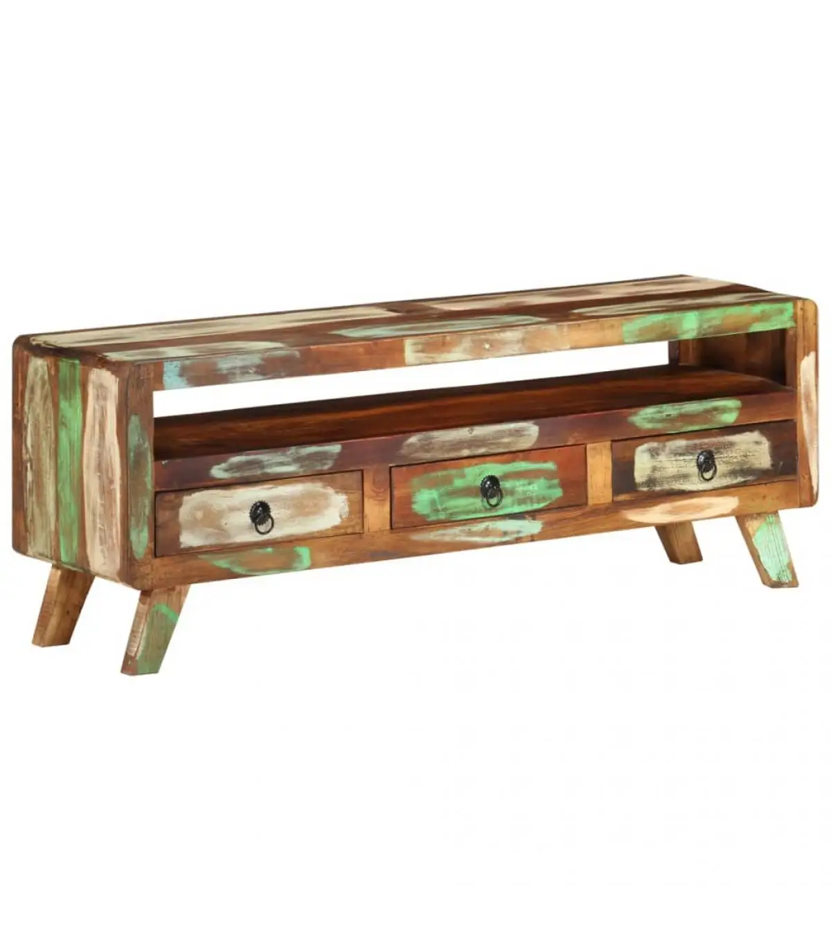 TV furniture TV furniture recycled solid wood multicolor 110x30x40 cm