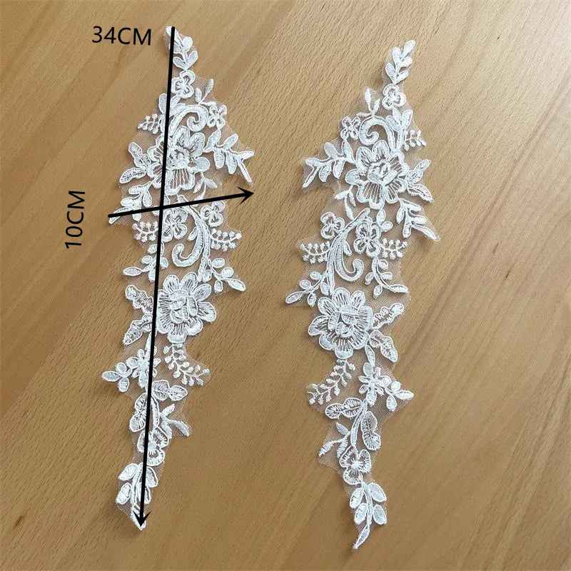 Spitzenblumen für DIY-Haaraccessoires, Brautkleider, Hochzeitsschuhe, Kopfschmuck, Applikationen, RS4013, 10 Stück – Detail 2