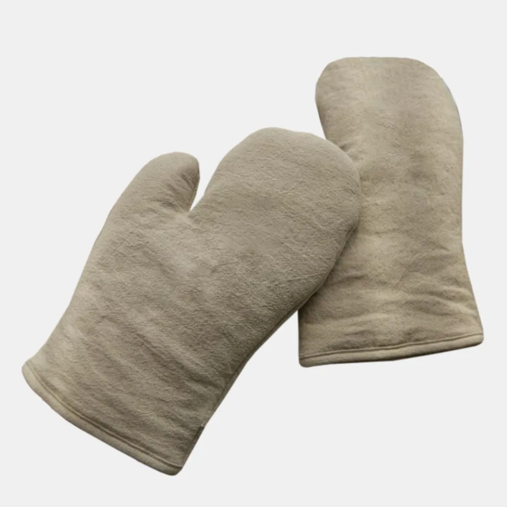 Cooking Tool Heat Resistant Oven Mitts Gloves Cotton Linen Insulated Baking Gloves Comfortable Thickened Microwave Mitts BBQ