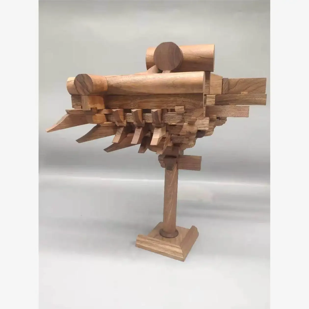 Solid wood ancient building list, heavy turning, gladiator, arch, mortise and tenon ornaments, gifts, assembly building blocks