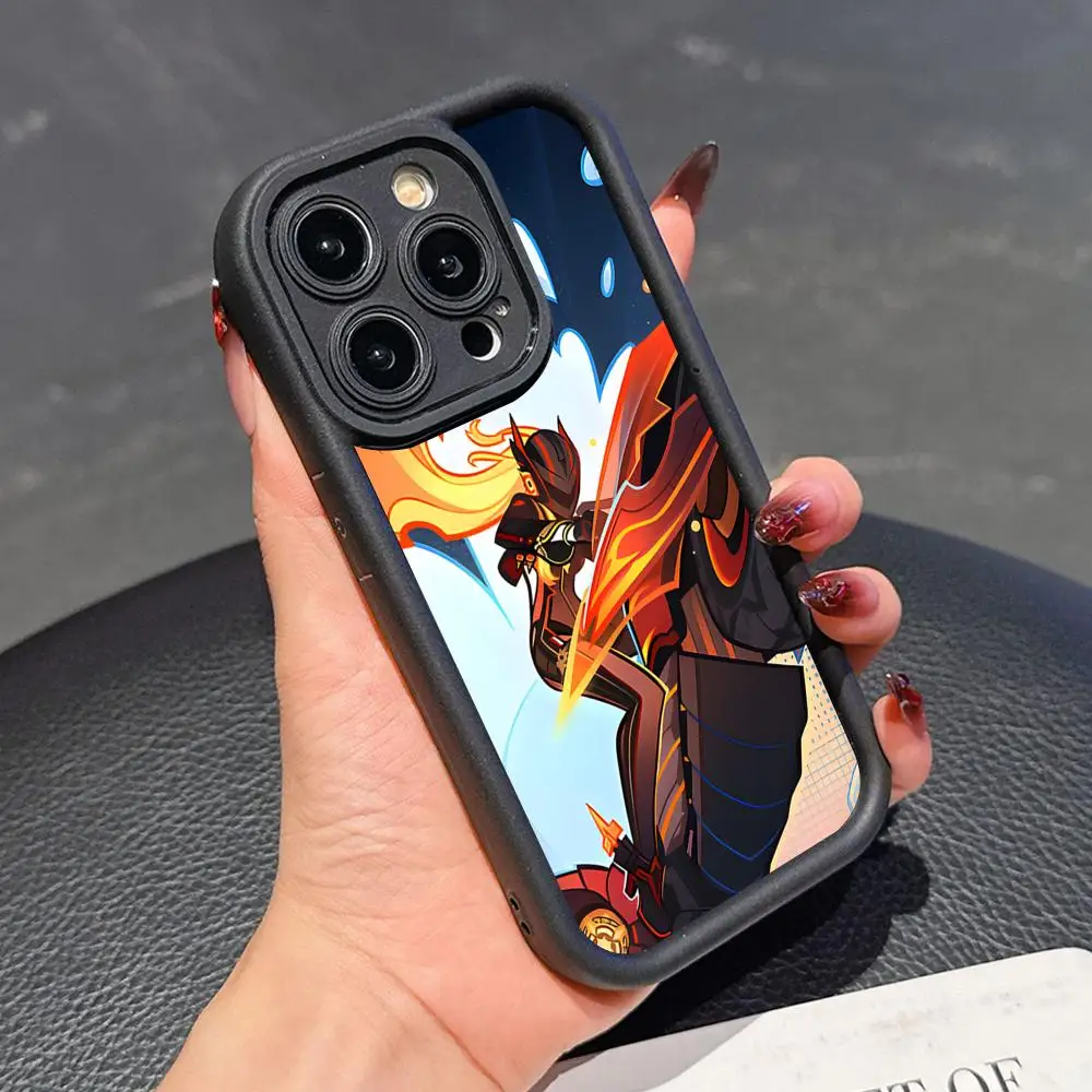 

Game GI Mavuika Phone Case for iPhone 17 16 15 14 13 12 11 Air Pro Max Plus Black Soft TPU Shockproof Cover