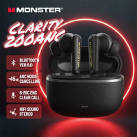 Monster Clarity 200 ANC Wireless Bluetooth 6.0 Headphones -45dB Active Noise Cancellation Immersive Deep Bass in-ear Earphones
