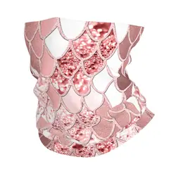 Custom Glitter Mermaid Scales Print Bandana Neck Gaiter UV Protection Face Scarf Cover Men Women Headwear Tube Balaclava
