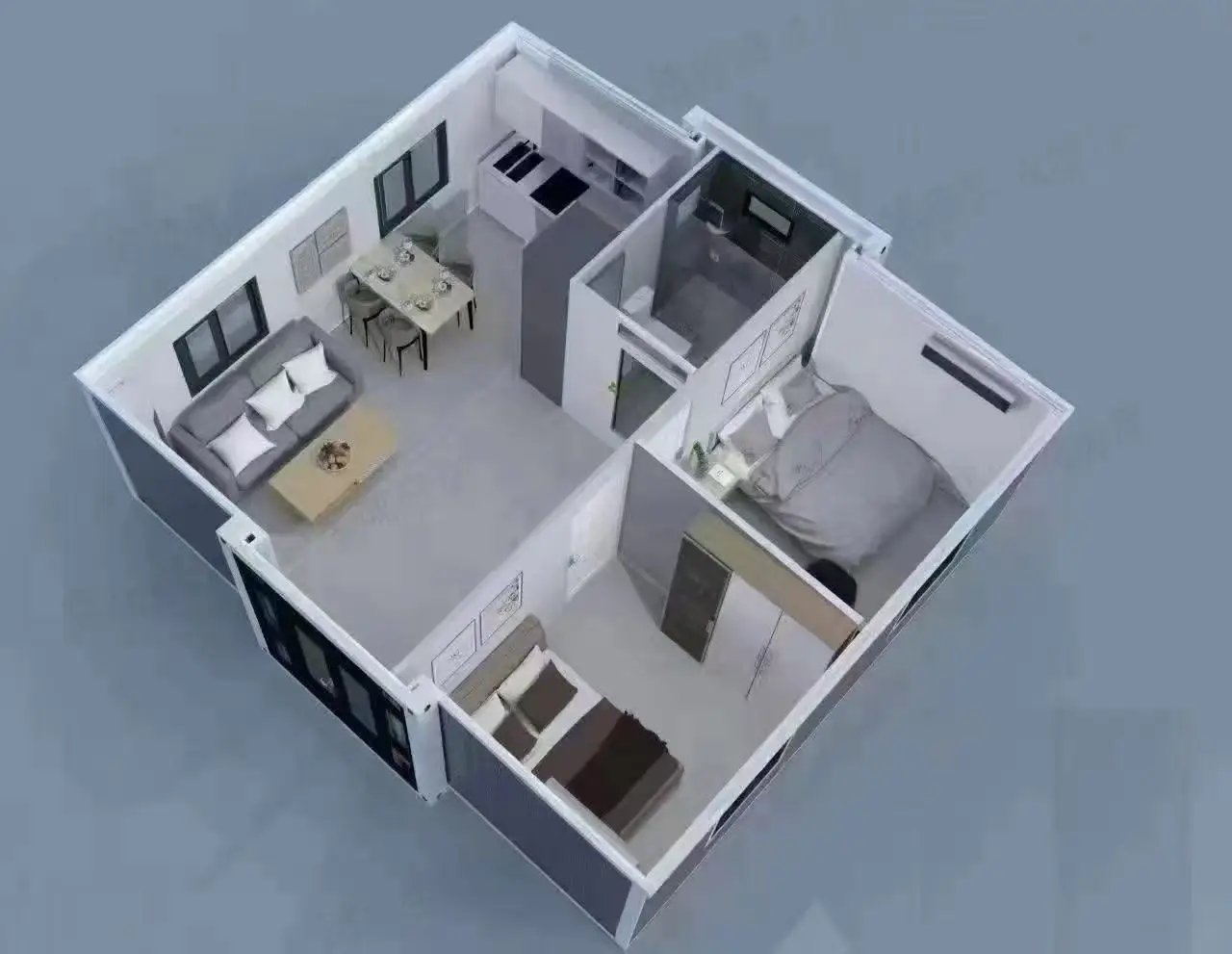 Customized Contemporary 40ft 20ft Steel Prefab Folding Container Houses Double Wing Expansion Integrated For Office Hotel Villa