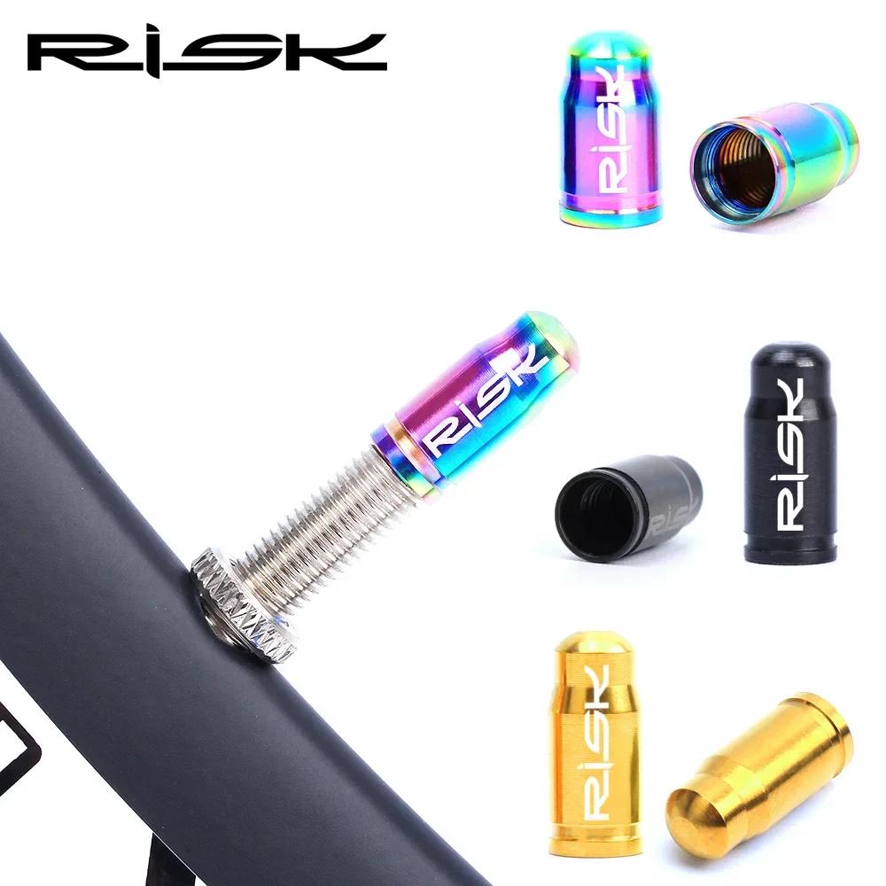 RISK 2pcs/box Lightweight Titanium Alloy Mountain & Road Bike Tire Presta Schrader Valve Cap Air Nozzle Dust Cover Bicycle Parts