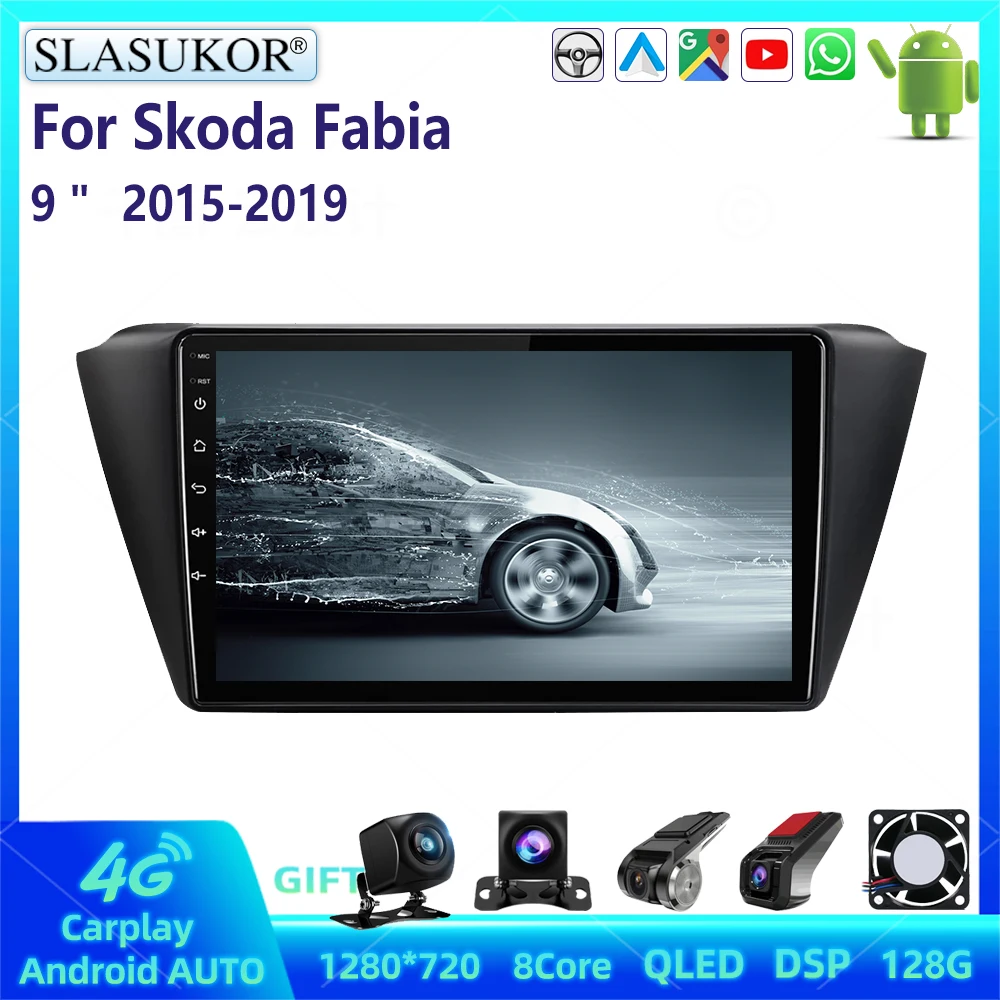 9 Inch For Skoda Fabia 2015-2019 Android Car Radio Multimedia Video Player Car Audio Stereo Player Navigation System