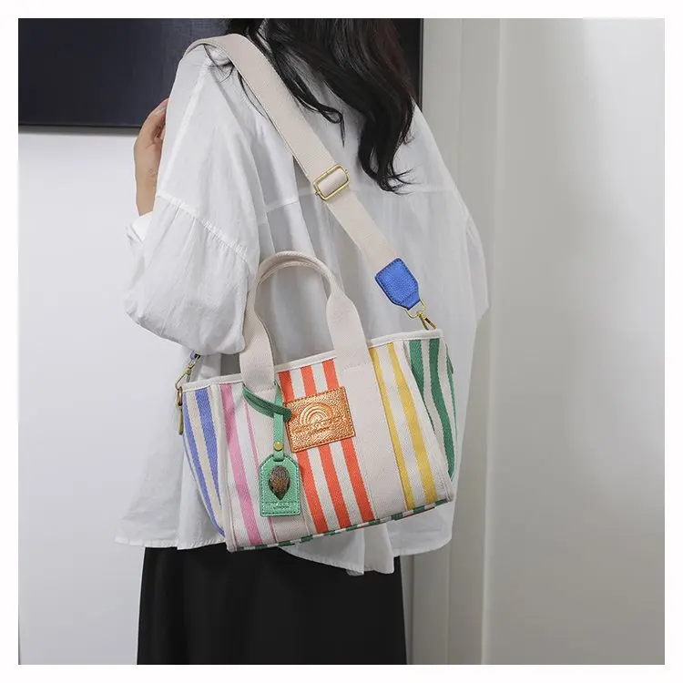 

2025 New Versatile & Casual Canvas Bag - Color-Blocking Shoulder/Crossbody/Handheld Market Tote