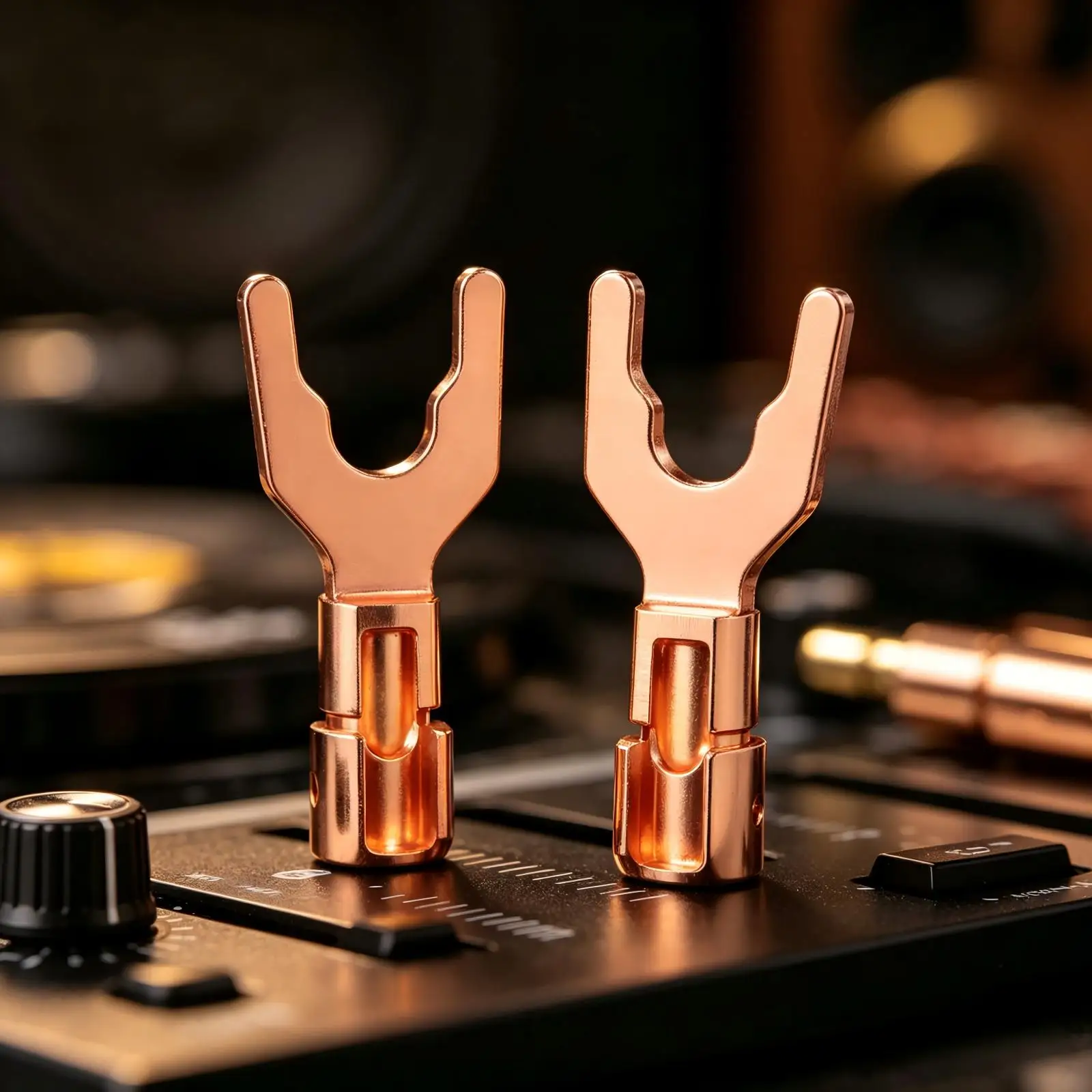 HiFi Copper plated Spade Plug Speaker Cable Wire Connector Speaker Y Spades DIY speaker cable Spade plug Terminal