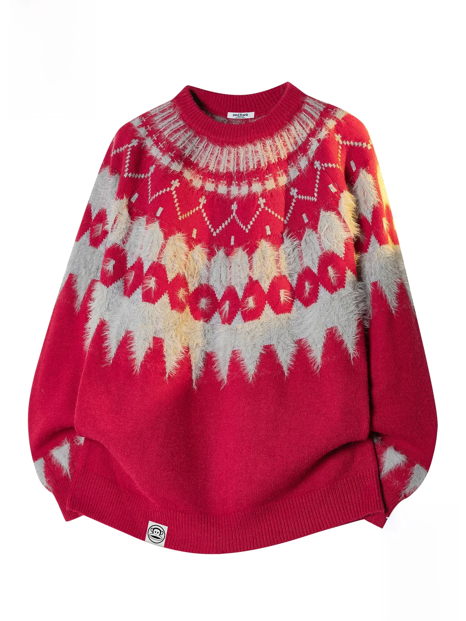 

Мужской вязаный свитер Paul Frank Cisas Theme Fair Isle в стиле ретро, зимний, с круглым вырезом, теплый, утолщенный, модель M, с дизайном обезьяны