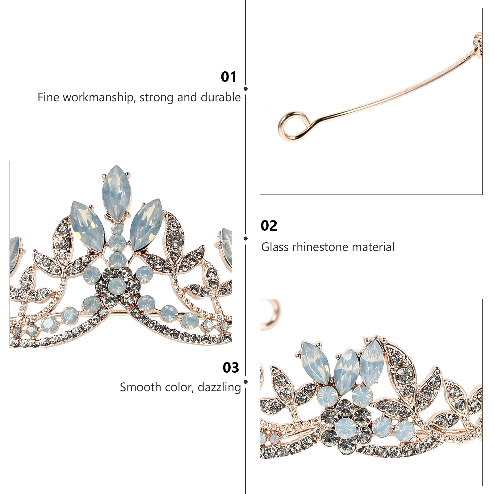 

Opal Rhinestone Wedding Headwear Bride Bridal Crown Baroque Tiara Hair Ornament Party Costume Wedding Banquet Crown For Women