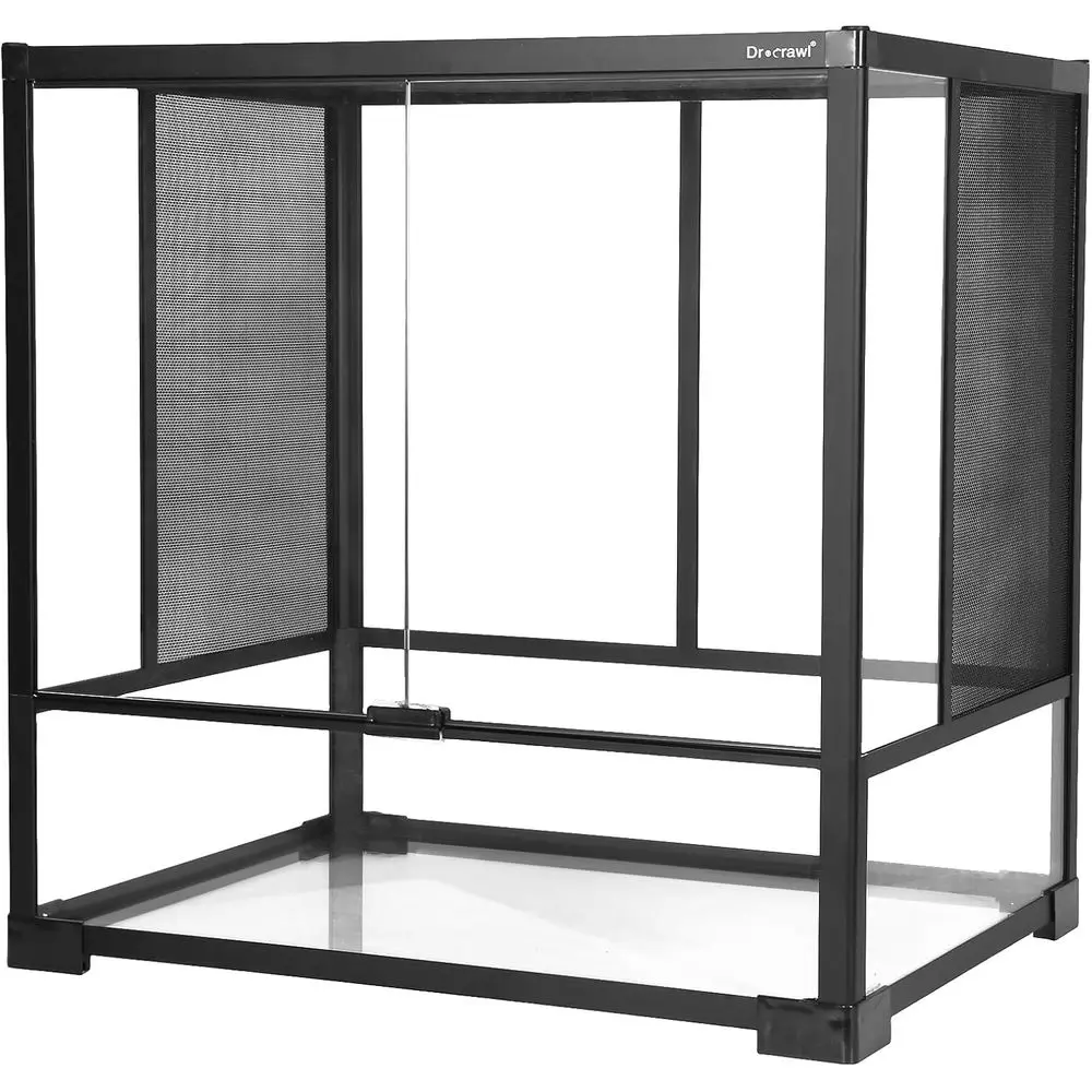 

Стеклянный террариум 60см x 45см x 60см с верхней вентиляцией и боковой сеткой для рептилий, амфибий и безжаберных животных