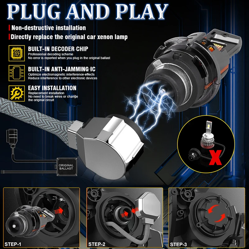 D2S/R D4S/R 1000W LED Car Headlight bulb HID D1S D3S D5S D8S Canbus D1R D3R Xenon Bulb Turbo Car Lamp Motorcycle Light Plug&Play