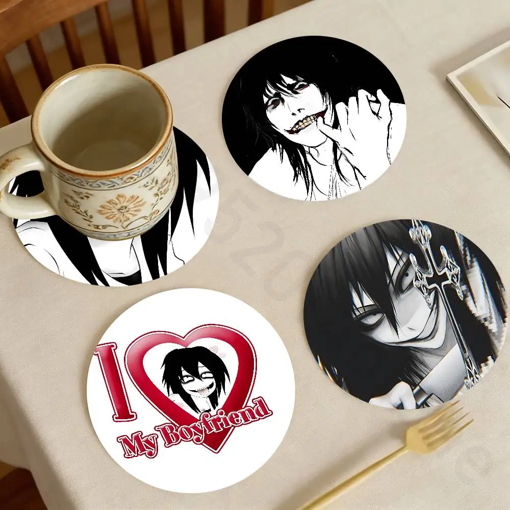 

Jeff C-Creepy Urban Killer Wooden Cup Coaster Tea Coffee Beverage Colour Printing Cup Mat Home Restaurant Decorations