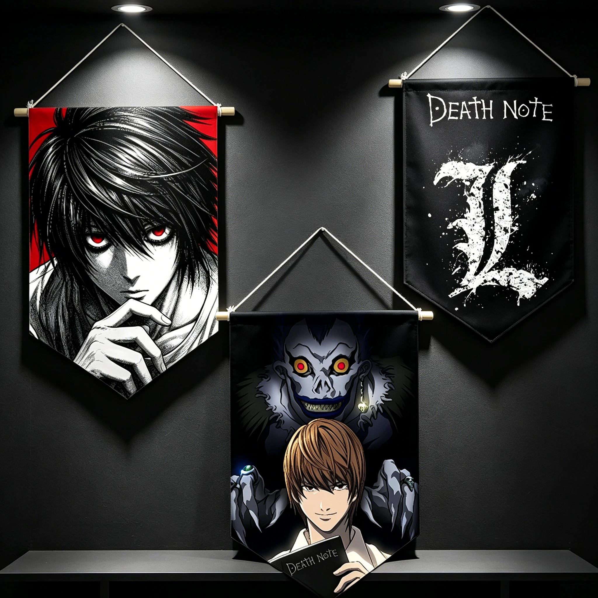 Death Note Anime Wimpel Partydekorationen für Zuhause Flagge Cartoon-Muster Fotowimpel Feiertagsdekoration Geburtstagsgeschenke