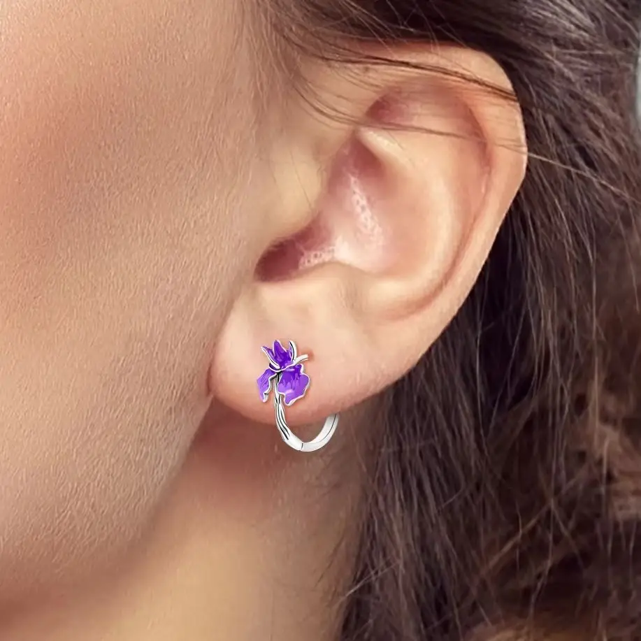 

Earring 925 Silver For Woman Original Iris Hoop Earring Wedding Engagement Party Jewelry