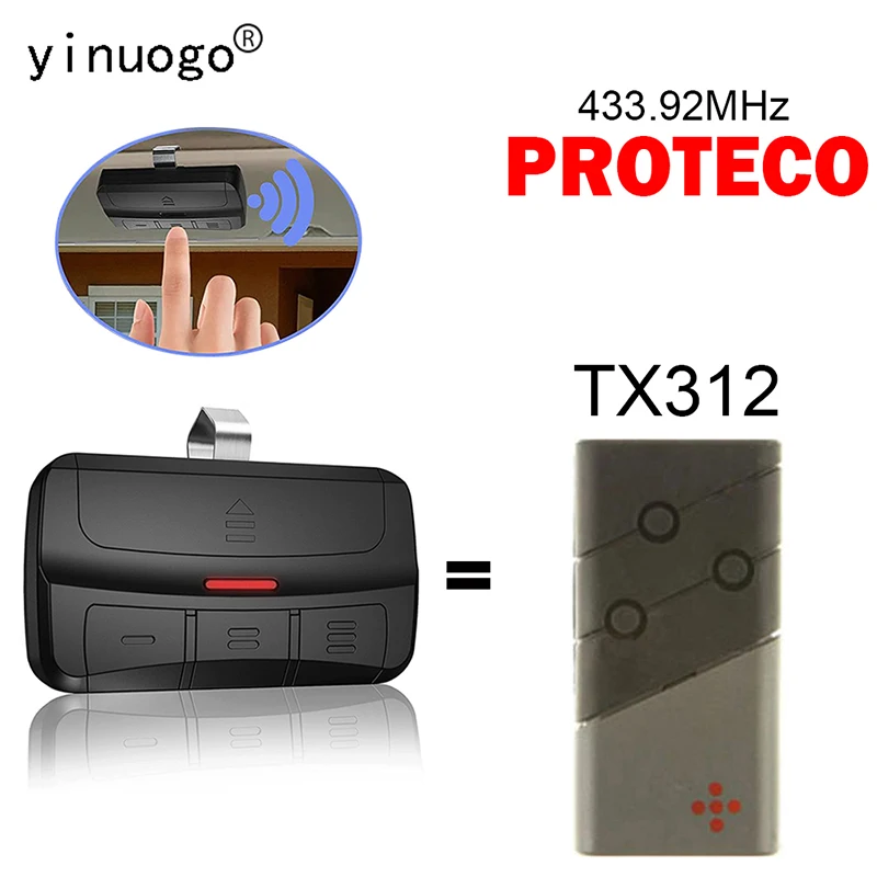 For PROTECO TX312 Garage Door Remote Control 433MHz Gate Remote Control Duplicator Hand Transmitter Opener