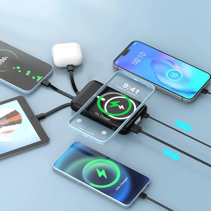 10000mAh Wireless Magnetic Power Bank Portable 22.5W Fast Charging For iPhone 17/16/15/14/13/12 Series Mobile Power with Back Clip and Bracket Desktop Charger