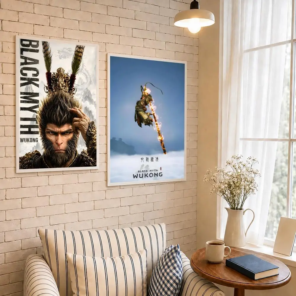 Game B-Black Myth Wukong Poster PP Self-Adhesive Waterproof Wall Decor for Bedroom,Living Room,Dorm,Bar Aesthetic Decor Gift