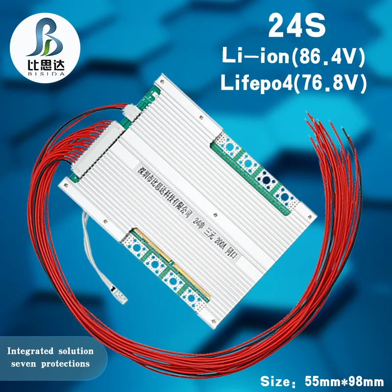 

Bisida Lifepo4 BMS 24S 76V 100A/150A/200ARechargeable Battery Protection Board with Balance For energy storage battery pack