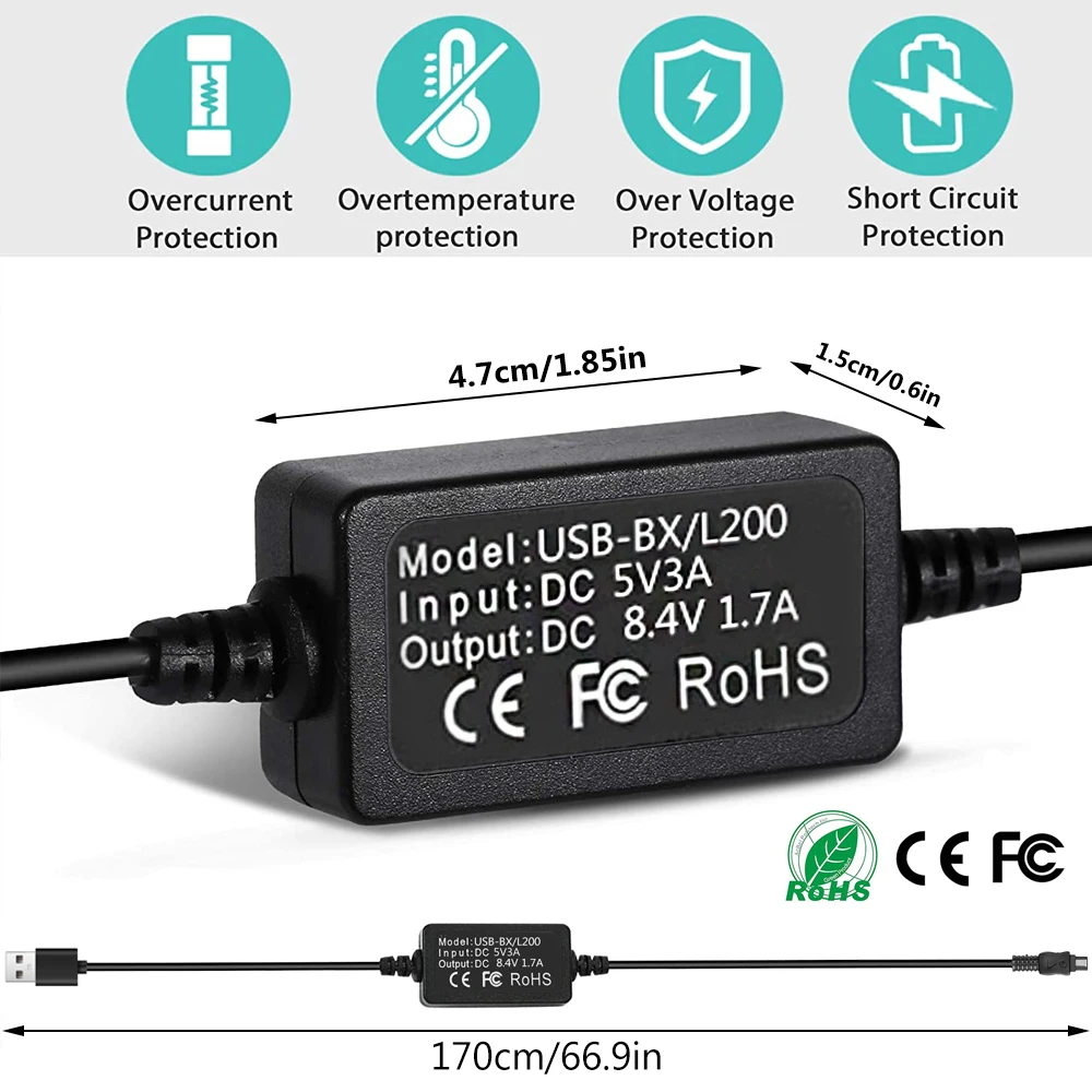 USB AC-L200 AC-L25A Power Adapter Compatible for Sony DSC-HX1 DCR-UX5 UX7 HDR-XR100 NEX VG30 VG900 DEV-50 FDR-AX33 Camcorder