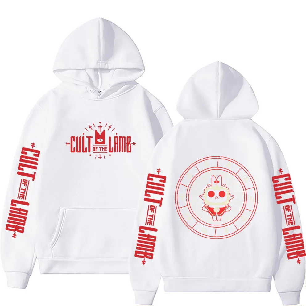 Game Cult of The Lamb Print Hoodie Men Women Vintage Fleece Cotton Pullover Hoodies Unisex Fashion Casual Oversized Streetwear view 5
