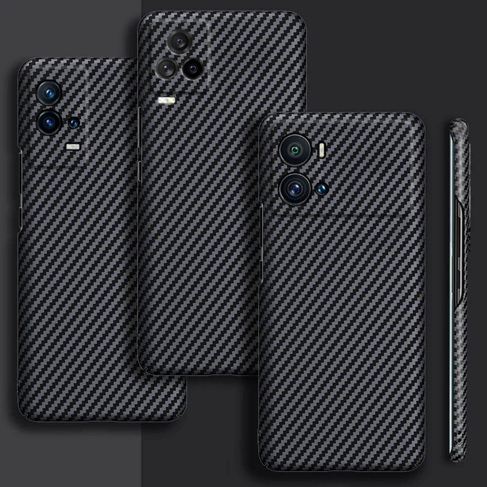 Carbon fiber Hard Case for Vivo iQOO 7 8 9 Pro NEO 3 5 6 Ultra Thin Lens Protection Luxury Anti-Knock Texture Mobile Phone Cover