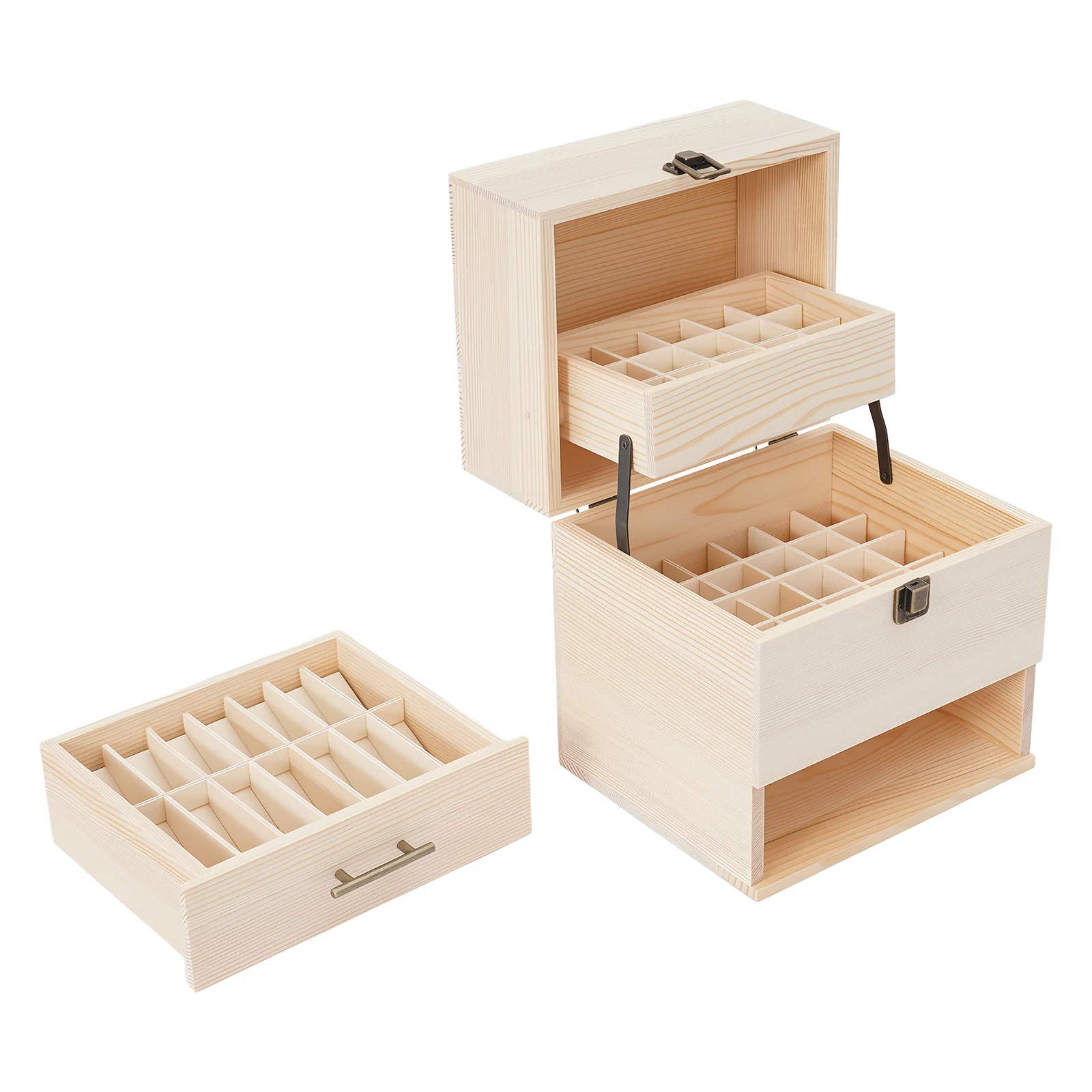 Essential Oil Storage Box, 3 Tier 59 Hole Wooden Essential Oil Organizer, Pinewood Display Box for 15ml 10ml Roller Bottles