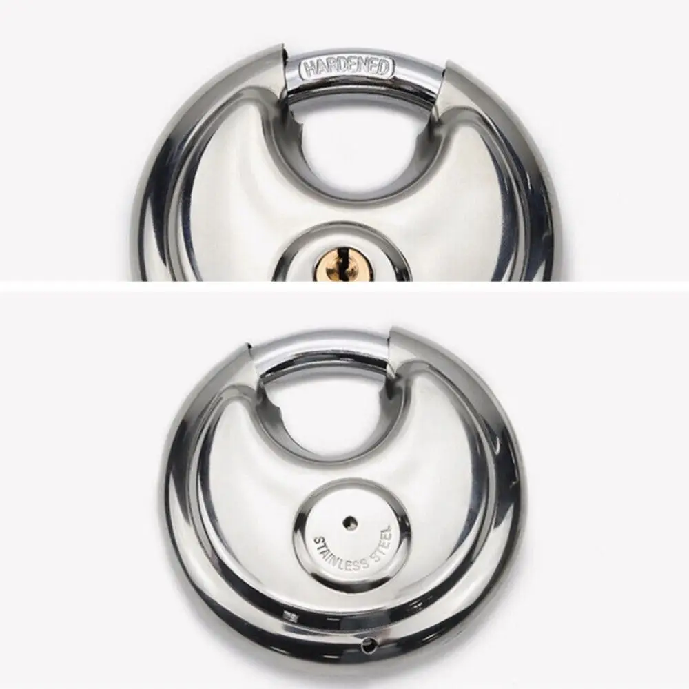 Durable Stainless Steel Round Pie Lock Waterproof Heavy Duty Round Padlock Storage Locker Rust-proof Keyed Padlock