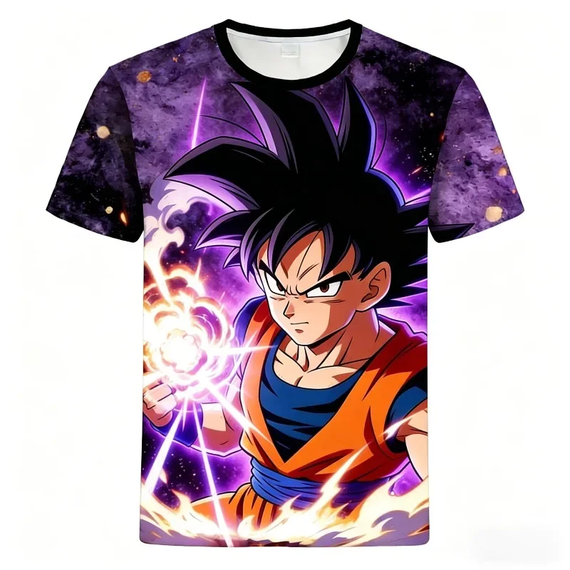 Dragon Ball Goku Purple Galaxy 3D All Over Print Breathable Dark Anime T-Shirt Cyber Streetwear Unisex Top