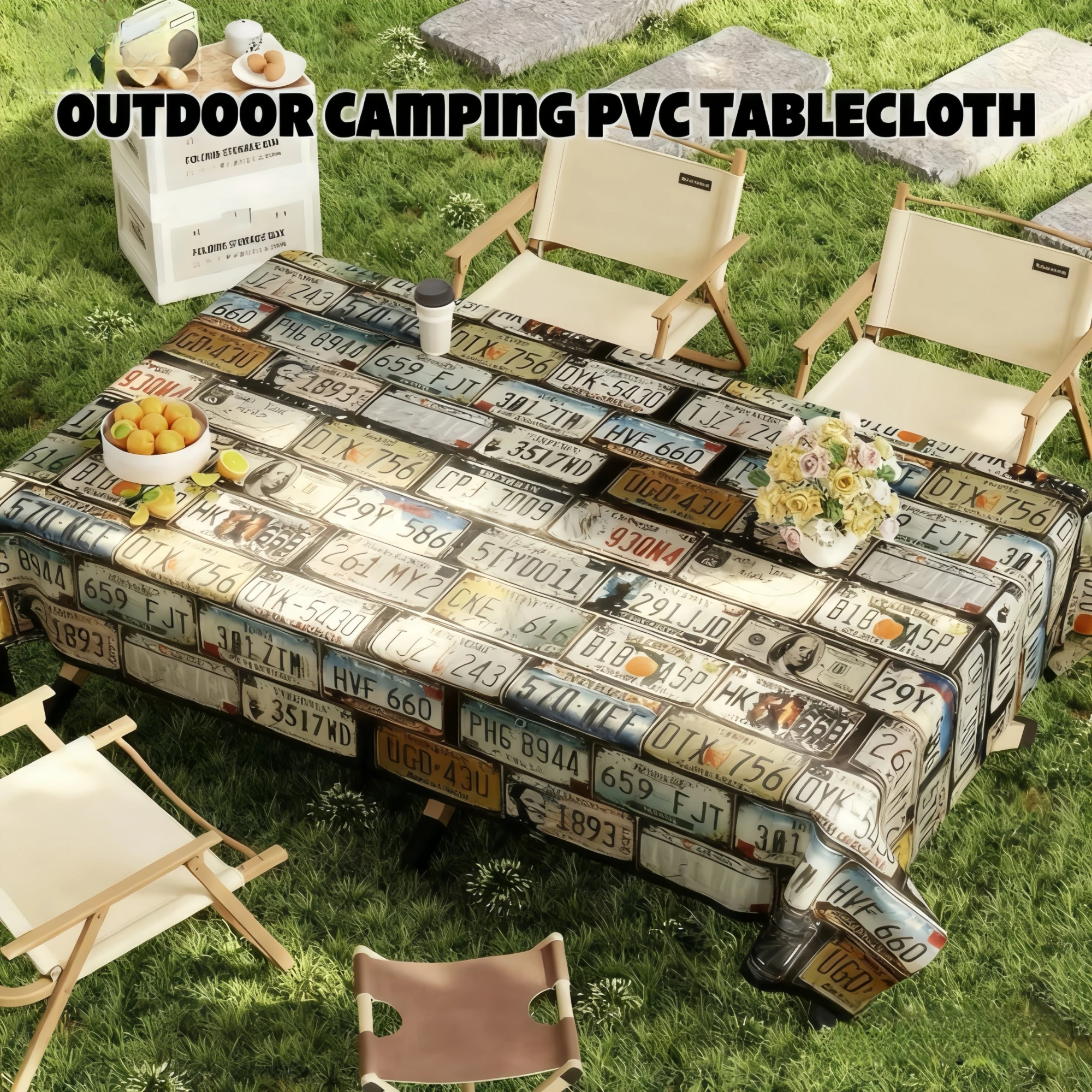 Waterproof Picnic Tablecloth,Outdoor Camping Mat,Sunproof & Moisture-Proof PVC Rectangular Blanket for Beach BBQ Travel Hiking