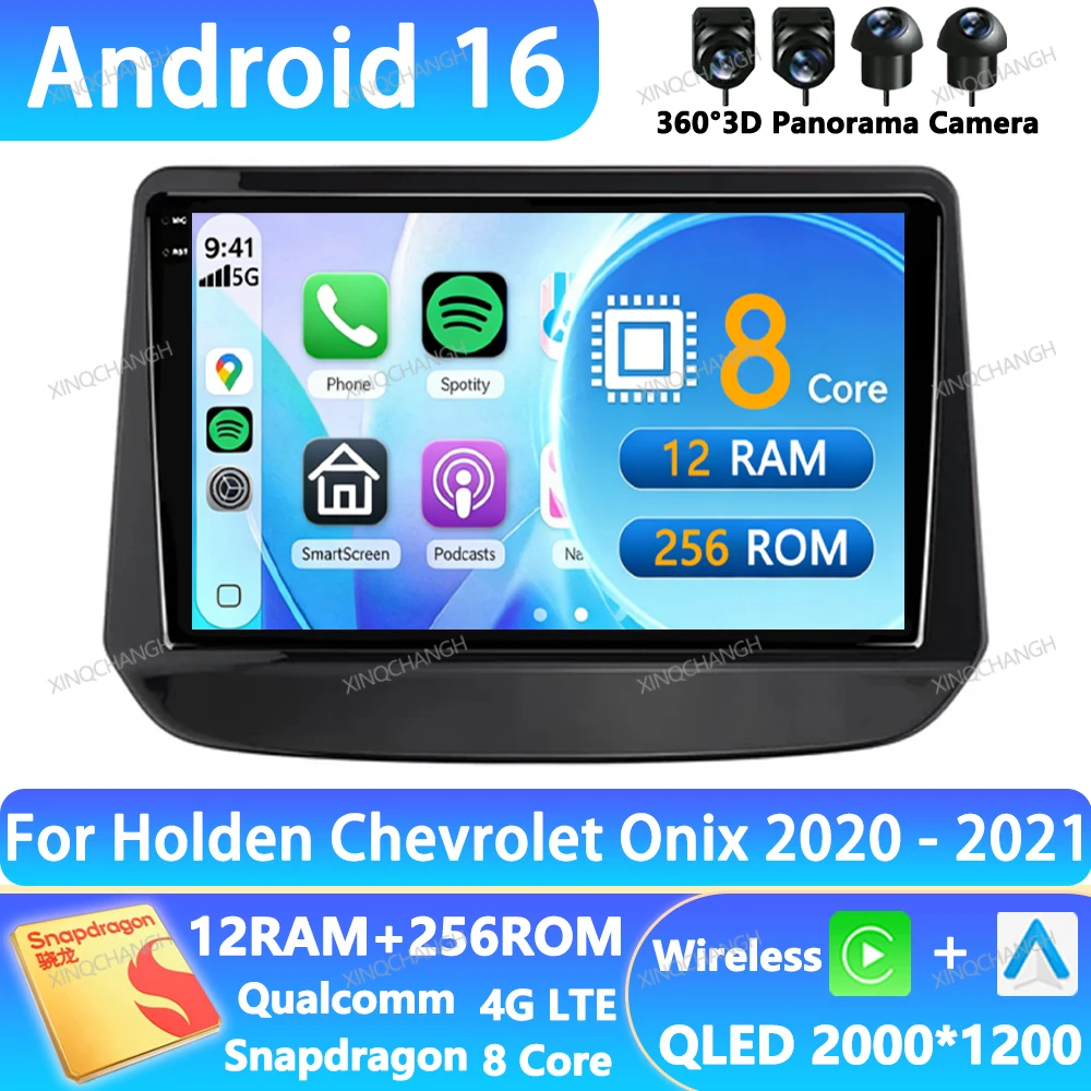 Android 16 Car Radio For Holden Chevrolet Onix Cavalier 2020 2021 Multimedia Video Player 4G LTE 5G WIFI 2DIN BT QLED GPS BT GPS