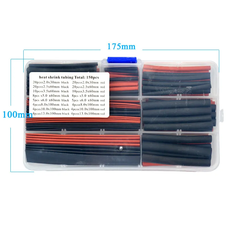150Pcs Flame Retardant Heat Shrink Tube Set Assorted Colors Plastic Container Marine Auto Electrical Insulation Wire Repair