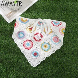 AWAYTR Knitted Wool Sunflower Headband Hair Scarf Bands for Women Party Headwear Spring Print Bandana Turban Hairband Headpiece