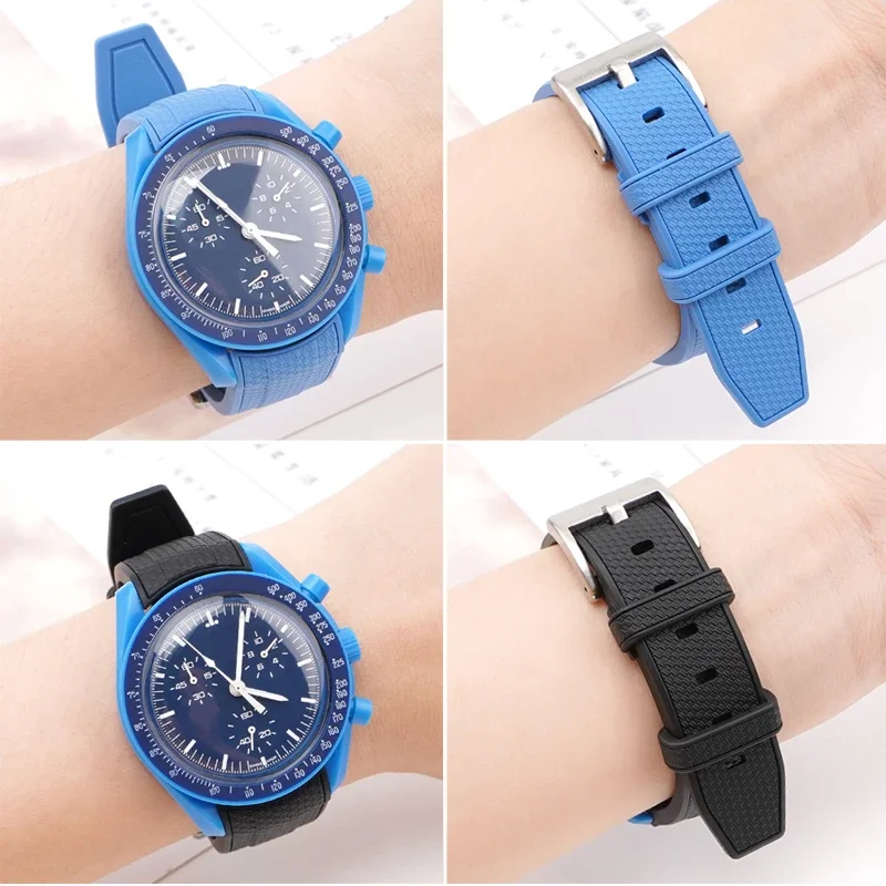 20mm Diving Strap for Omega X Swatch Joint MoonSwatch Men Women Arc Curved End TPU Rubber Bracelet for Rolex Watch Band Tools