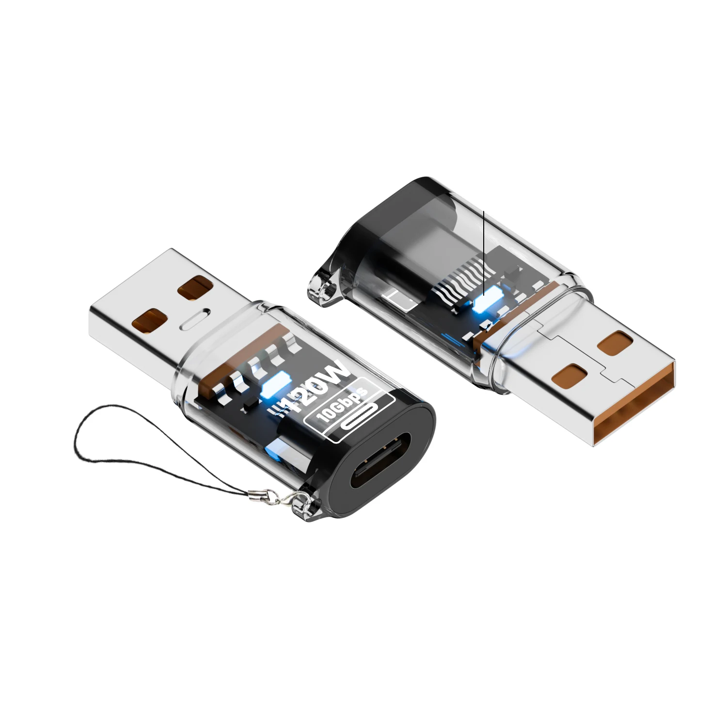 2pcs 10 Gbps USB Type C Female to Type A Male Charger OTG Adapter 120W Fast Charging for Laptop, MacBook, U Disk, Hard Drive