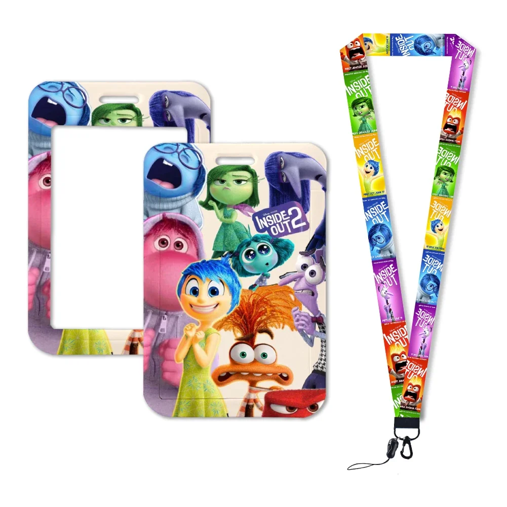 Disney-funda con cordón para tarjeta de crédito, carcasa con correa para insignia de identificación, tarjeta de autobús universitario, 2 unidades