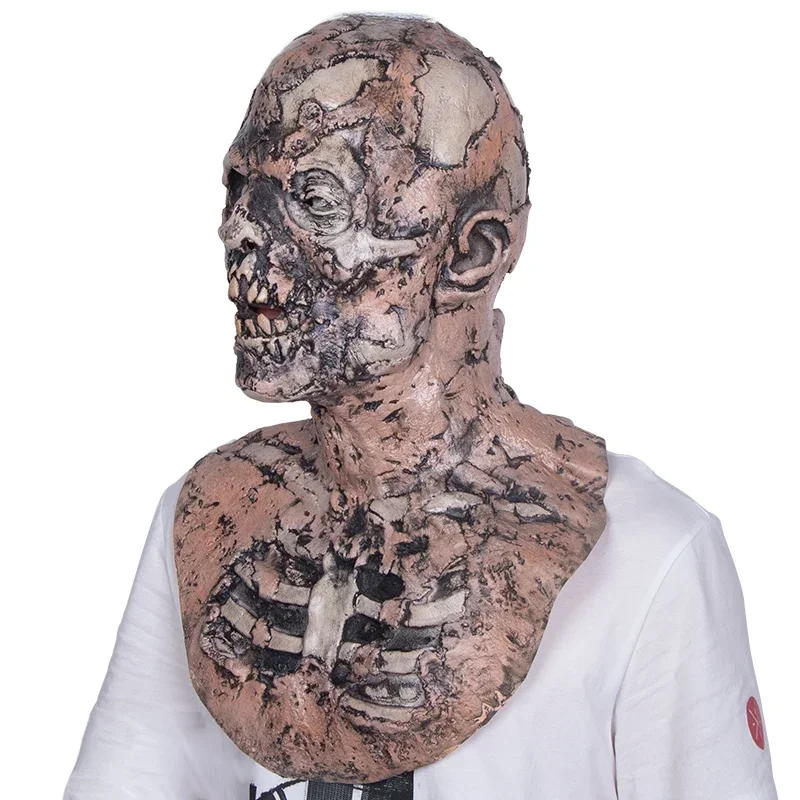 Cosl120 Scary Walking Dead Zombie-Maske, Latex, gruseliges Halloween-Kostüm, Horror, blutige Halloween-Requisiten für Erwachsene, Dekoration